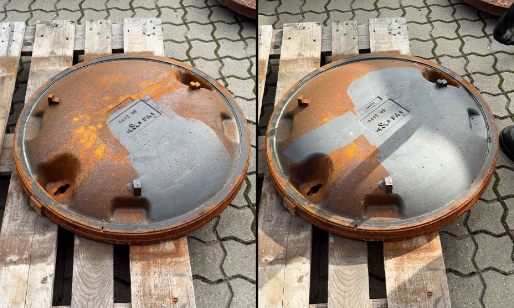 Laserafrensning af rust på vejdæksel