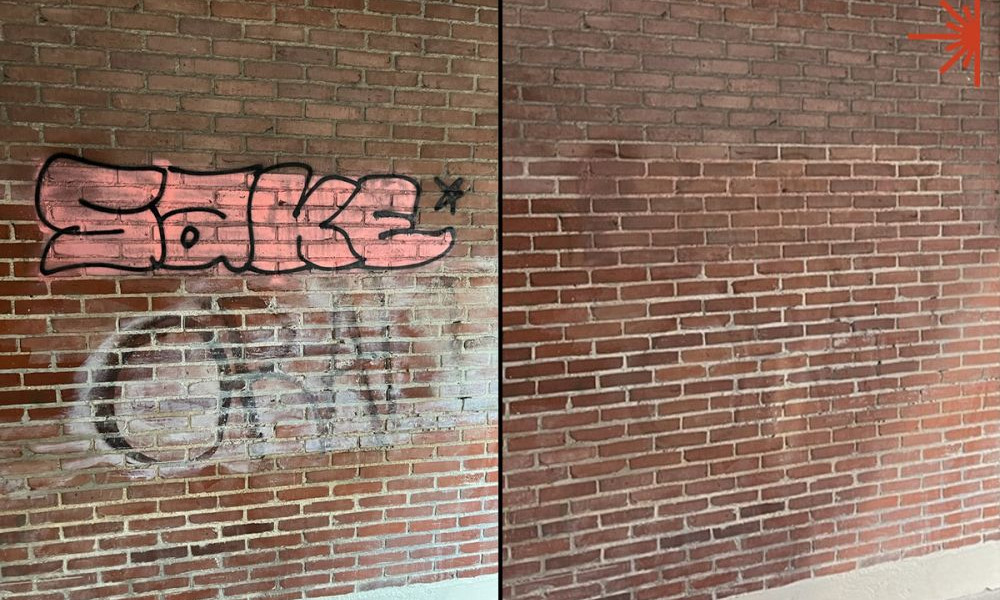 Laser rens af graffiti på murværk