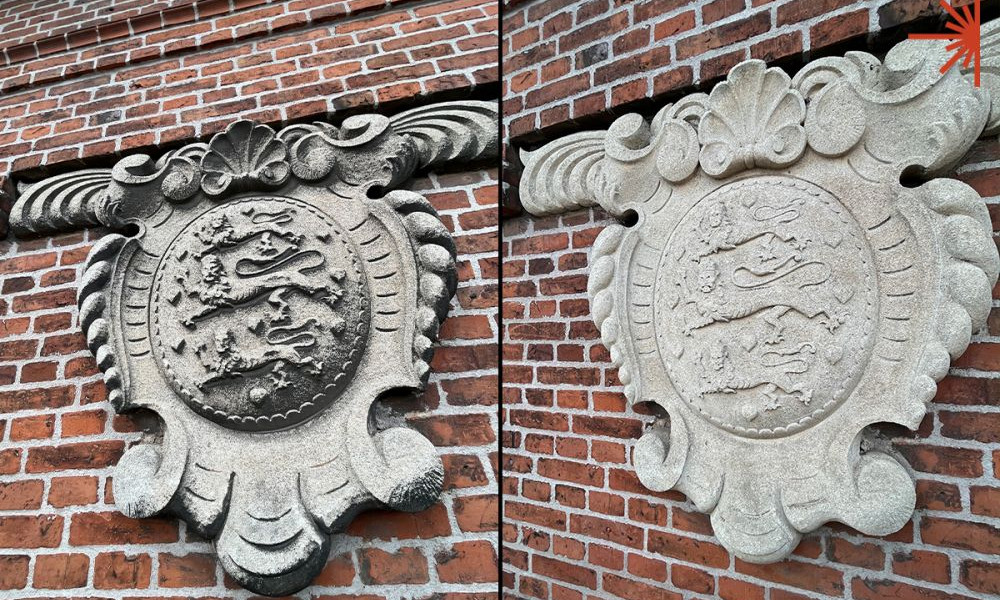 Afrensning af trafikslør på sandsten