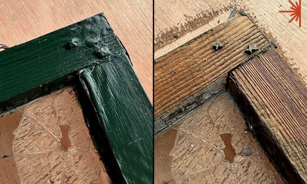 Afrensning af trævindue